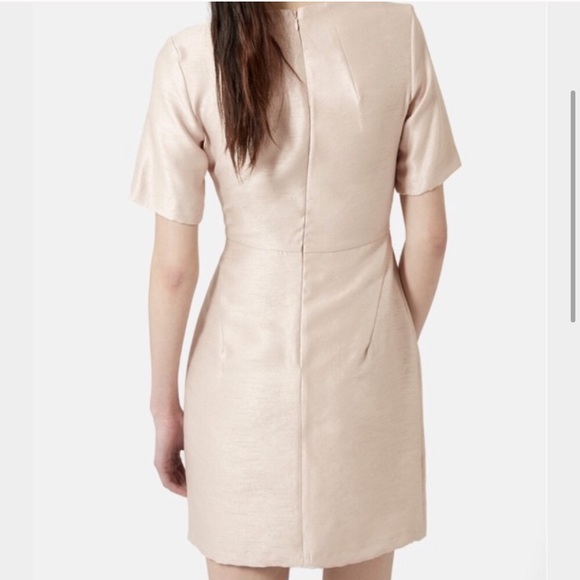 Topshop A-line Beige Shimmer Dress - Picture 2 of 4